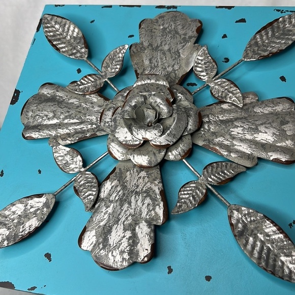 Weathered Decorative‎ Boxes Teal Red Embellished Shabby Chic Rustic Lot of Two - Picture 10 of 12